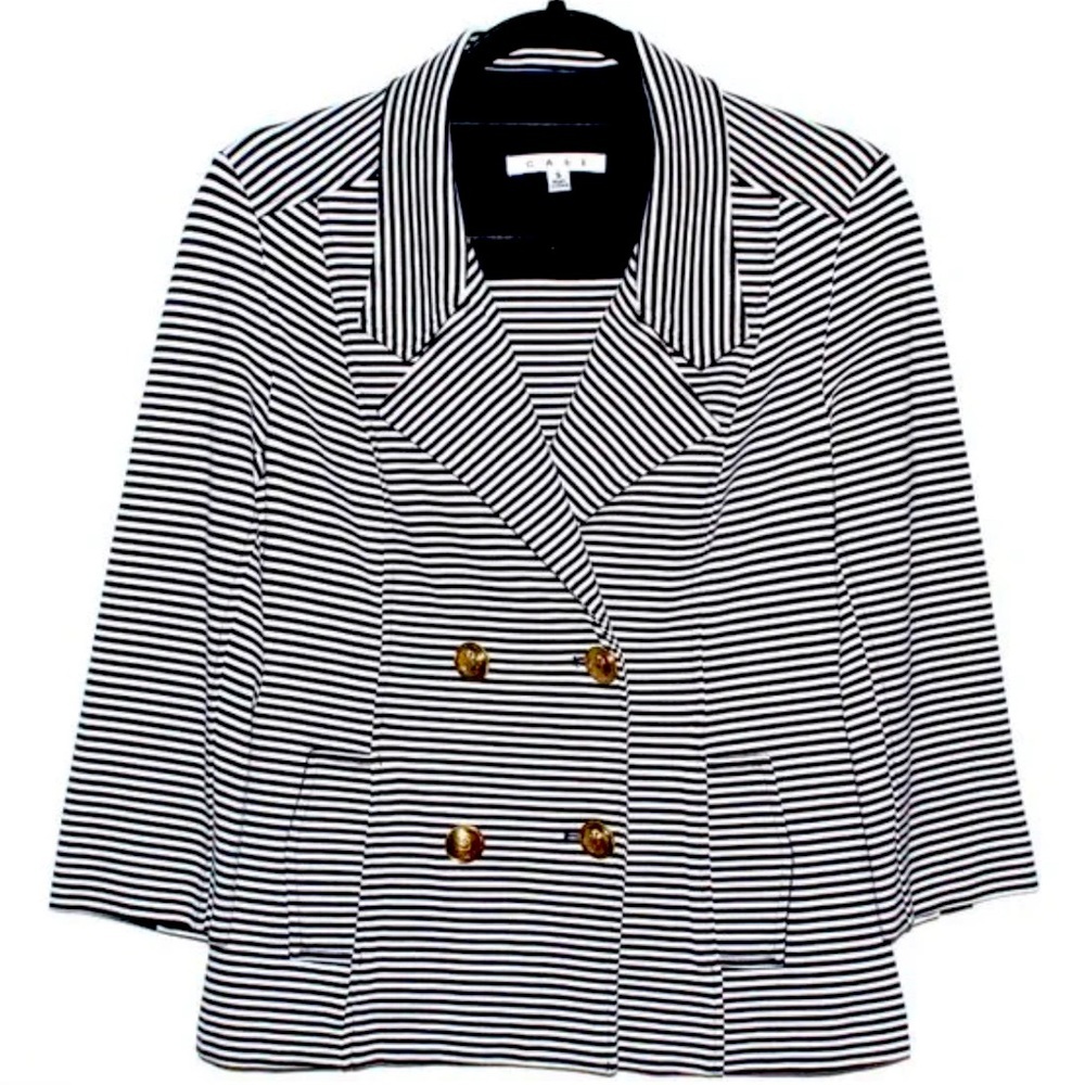 CABI Navy & White Striped Nautical Blazer (XS)